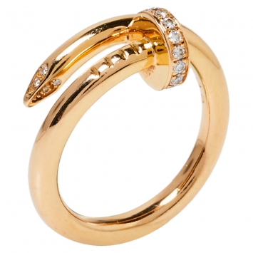 Pre Owned Cartier Juste Un Clou Diamond 18K Rose Gold Ring Size 53