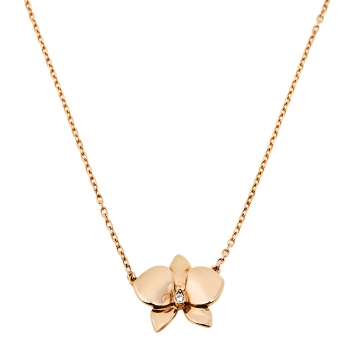 Pre Owned Cartier Caresse D'orchidees Par Cartier Diamond 18K Rose Gold Necklace