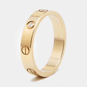 Pre Owned Cartier Love 1 Diamond 18k Yellow Gold Wedding Band Ring Size 56