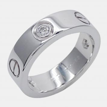 Pre Owned Cartier Love 18K White Gold Diamond Ring EU 52
