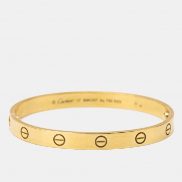 Pre Owned Cartier Love 18k Yellow Gold Bangle Bracelet 17