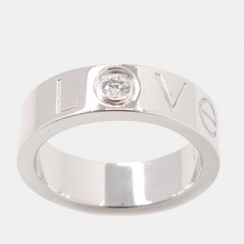 Pre Owned Cartier Love 18K White Gold Diamond Ring EU 50