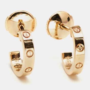Pre Owned Cartier Love 18k Rose Gold Hoop Earrings