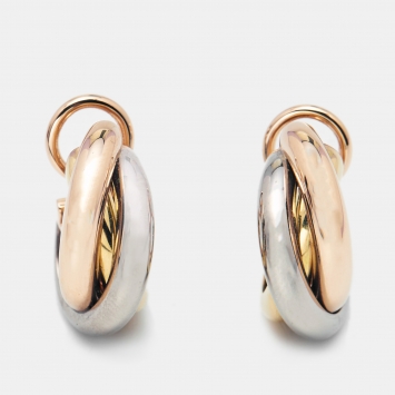 Pre Owned Cartier Trinity 18k Three Tone Gold Earrings