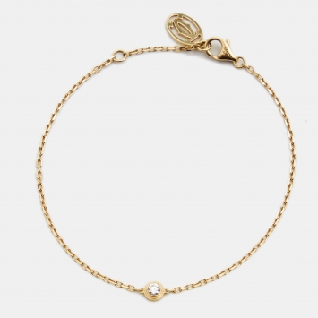 Pre Owned Cartier d'Amour Diamond 18k Yellow Gold Small Model Bracelet