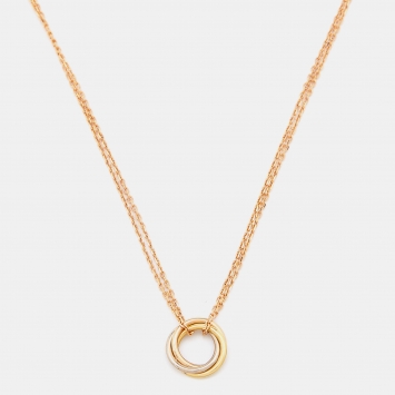 Pre Owned Cartier Trinity 18k Three Tone Gold Double Strand Chain Necklace