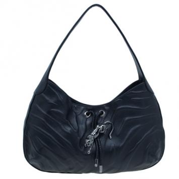 Pre Owned Cartier Black Leather Small Panthere de Cartier Bag