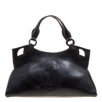 Pre Owned Cartier Black Leather Marcello de Cartier Satchel 