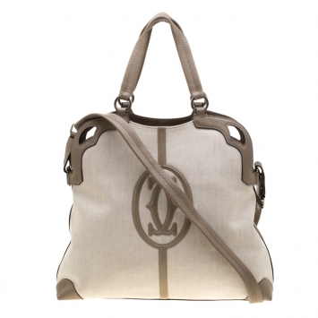 Pre Owned Cartier Beige Canvas and Leather Marcello de Cartier Bag