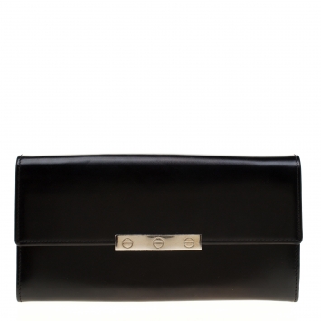 Pre Owned Cartier Black Leather Love Continental Wallet