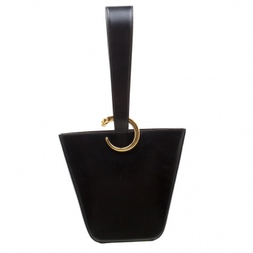 Pre Owned Cartier Black Leather Panthere Bucket Bag