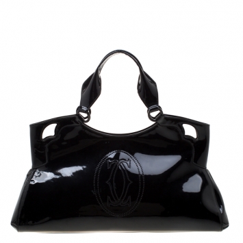 Pre Owned Cartier Black Patent Leather Medium Marcello de Cartier Bag