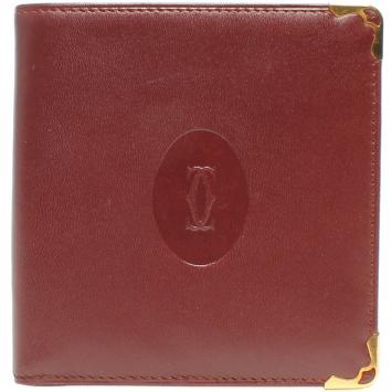 Pre Owned Cartier Red Leather Must de Cartier Card Holder Wallet 