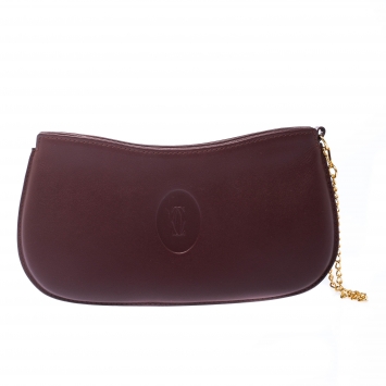 Pre Owned Cartier Burgundy Leather Toiletry Pouch