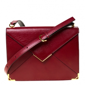 Pre Owned Cartier Burgundy Leather Envelope Shoulder Bag