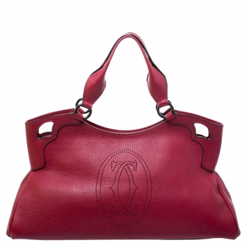 Pre Owned Cartier Burgundy Leather Medium Marcello de Cartier Bag