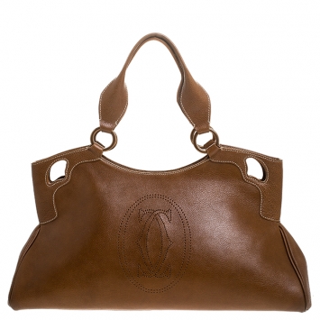 Pre Owned Cartier Tan Leather Medium Marcello de Cartier Bag