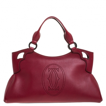 Pre Owned Cartier Maroon Leather Small Marcello de Cartier Bag