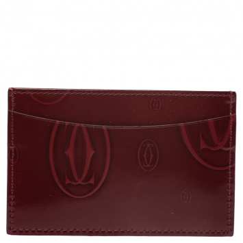 Pre Owned Cartier Red Patent Leather Happy Birthday Card Holder