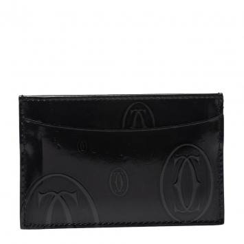 Pre Owned Cartier Black Patent Leather Happy Birthday Card Holder