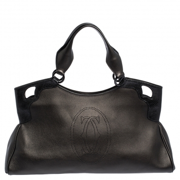 Pre Owned Cartier Black Leather Medium Marcello de Cartier Bag