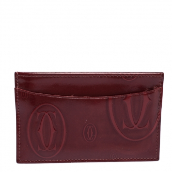 Pre Owned Cartier Red Patent Leather Happy Birthday Card Holder