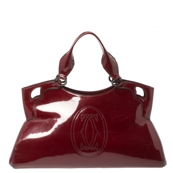 Pre Owned Cartier Red Patent Leather Large Marcello de Cartier Bag