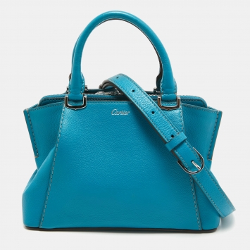 Pre Owned Cartier Blue Leather Mini C de Cartier Satchel