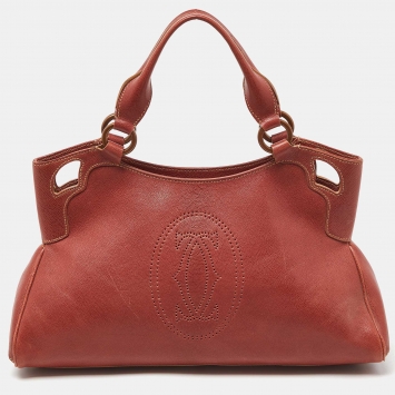 Pre Owned Cartier Brick Brown Leather Small Marcello De Cartier Bag