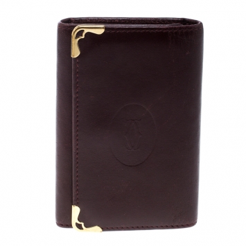 Pre Owned Cartier Burgundy Leather Must De Cartier Key Holder