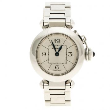 Pre Owned Cartier Cream Stainless Steel Miss Pasha Women's Wristwatch 27 mm