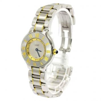 Pre Owned Cartier Ivory Stainless Steel Must 21 Women's Wristwatch 28MM