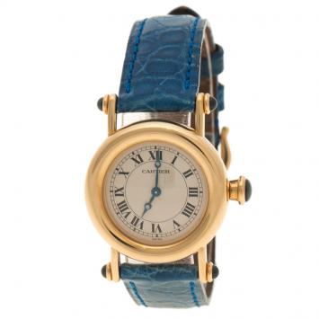 Pre Owned Cartier Cream 18K Gold Diabolo Women's Wristwatch 27 mm