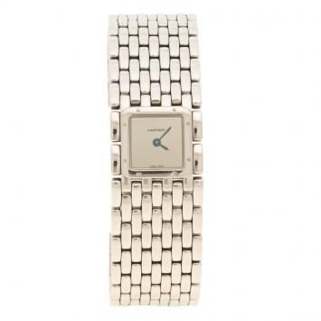 Pre Owned Cartier Silver Stainless Steel Panthere Ruban Women's Wristwatch 21 mm