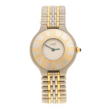 Pre Owned Cartier White Stainless Steel Must De Cartier 21 Women's Wristwatch 28 mm