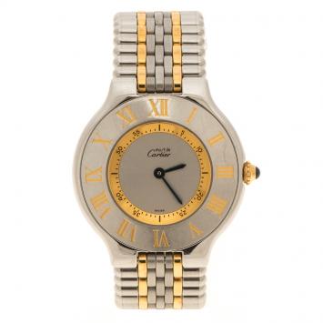 Pre Owned Cartier Silver Stainless Steel Must De Cartier 21 Women's Wristwatch 31 mm