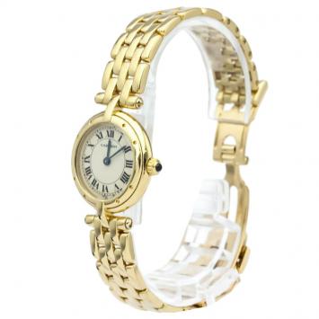 Pre Owned Cartier Silver 18K Yellow Gold Panthere Vendome Women's Wristwatch 24MM