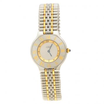 Pre Owned Cartier Silver Grey Stainless Steel Must De Cartier 21 Women's Wristwatch 31 mm