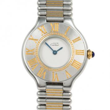 Pre Owned Cartier White Stainless Steel Must de Cartier 21 Women’s Wristwatch 27.5MM