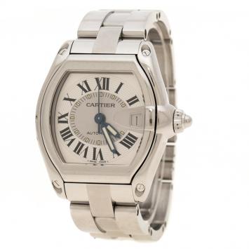 مملوكة مسبقًا Cartier Silver Grey Stainless Steel Roadster 2510 Women's Wristwatch 38 mm