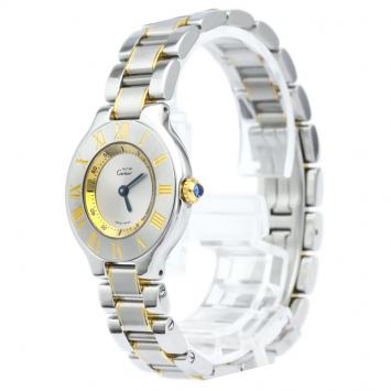 Pre Owned Cartier Silver Stainless Steel Must 21 Women's Wristwatch 28MM