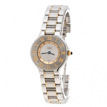 Pre Owned Cartier Silver Stainless Steel Must De Cartier 21 1340 Women's Wristwatch  28 cm