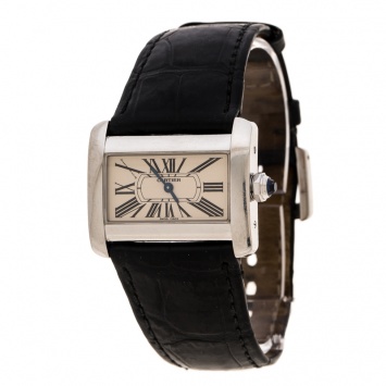 Pre Owned Cartier Cream Stainless Steel Tank Divan 2599 Women's Wristwatch 31 mm