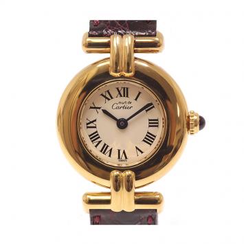 Pre Owned Cartier Ivory Gold Plated Sterling Silver Must de Cartier Colisee Women's Wristwatch 24MM