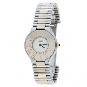 Pre Owned Cartier Cream Stainless Steel Must de Cartier Women's Wristwatch 31 mm