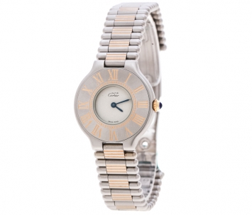 Pre Owned Cartier Grey Stainless Steel Must de Cartier Women's Wristwatch 28 mm