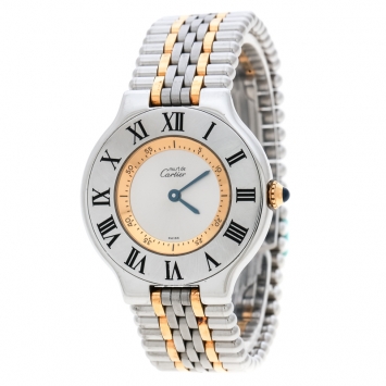 Pre Owned Cartier Silver Grey Stainless Steel Must De Cartier 21 Women's Wristwatch 31 mm