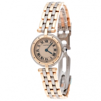 Pre Owned Cartier Beige 18K Yellow Gold Stainless Steel Panthère Vendôme 166920 Women's Wristwatch 24 mm 