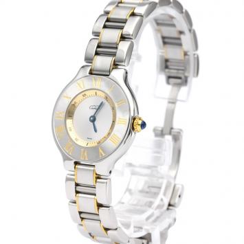 Pre Owned Cartier Silver Stainless Steel Must 21 Women's Wristwatch 28MM