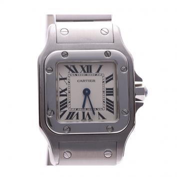 Pre Owned Cartier Ivory Stainless Steel Santos Galbee W20056D6 Women's Wristwatch 23MM